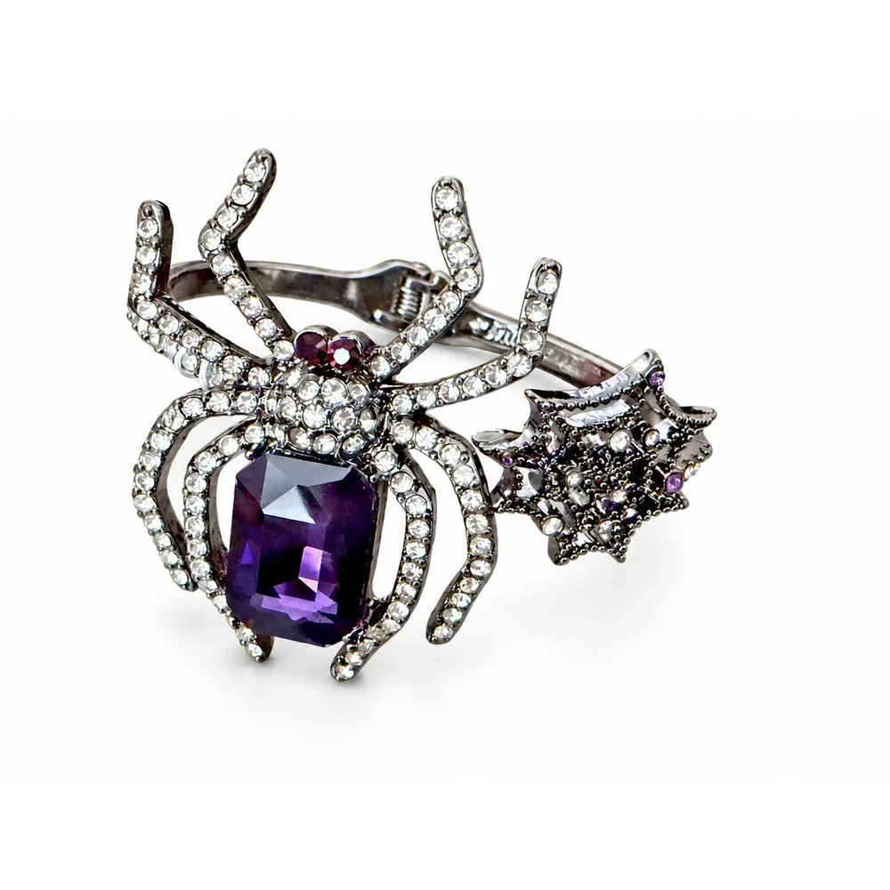 Betsey Johnson Rich Witch Spider Jewelry Set Gothic Green Purple Crystal